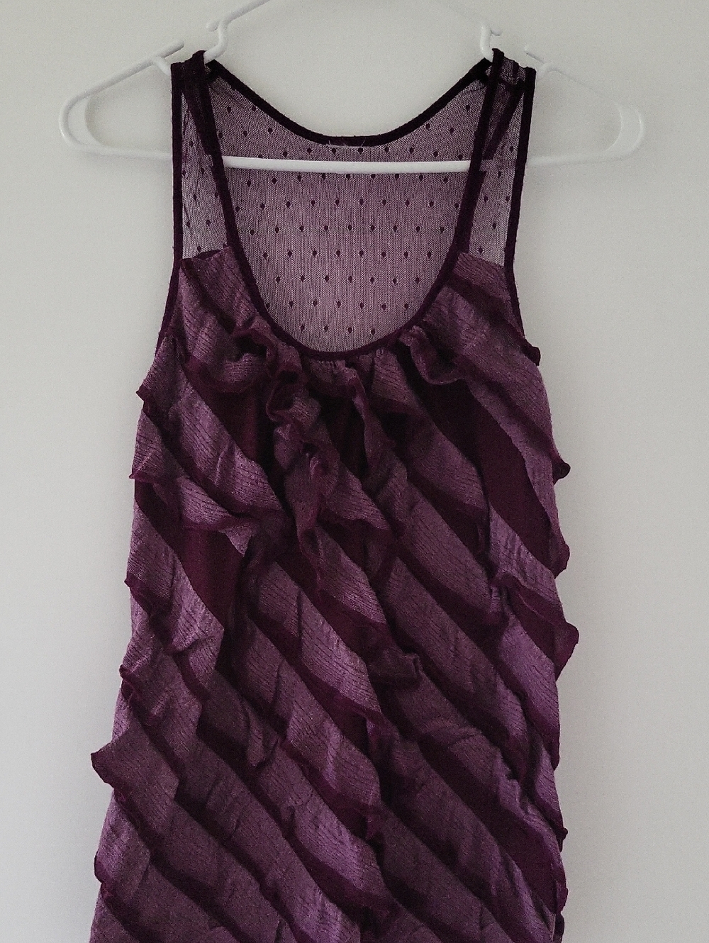 Women's Ruffled Sheer Tank Top - Plum